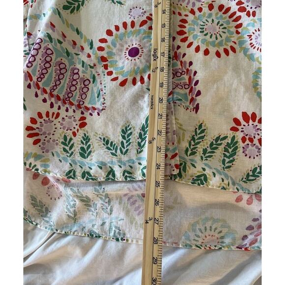 Zara Womens Linen Button Up Size S Rainbow Multicolor Floral Art to Wear Gypsy - Picture 5 of 8